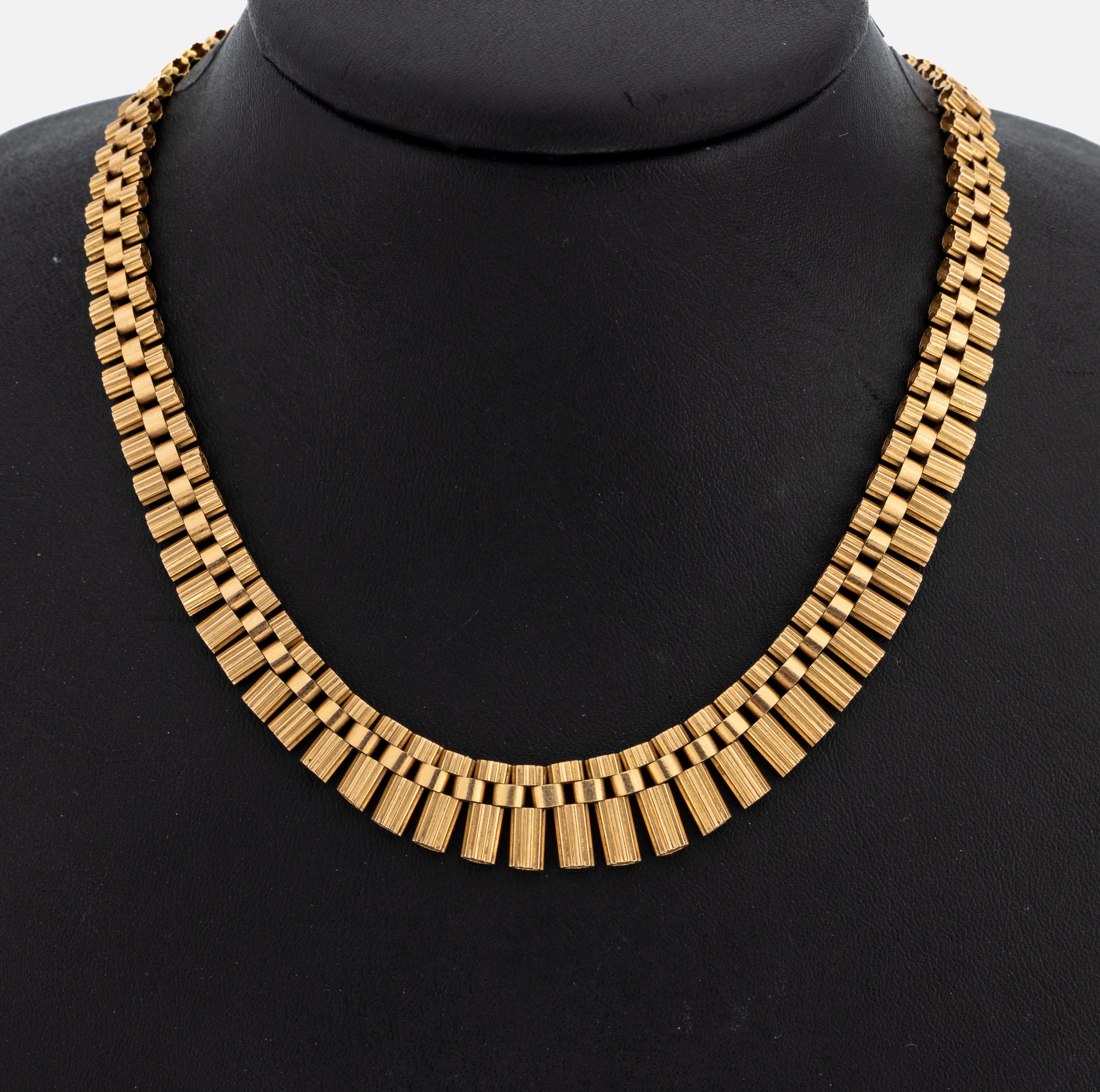 Image 26996378 - 18 kt Gold Collier, GG 750/000, im Verlauf,Glieder gerillt, L. ca. 40.5 cm, ...