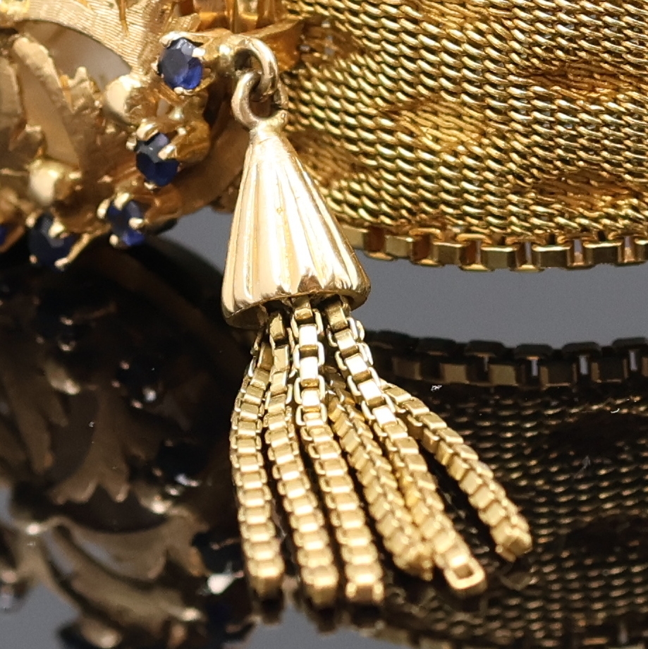 Detail d: OSAL ausgefallene Damenarmbanduhr in RG 750/000, Schweiz um 1965, Handaufzug, Goldband, Boden aufgedr., silb. Zifferbl. unter aufw. ...