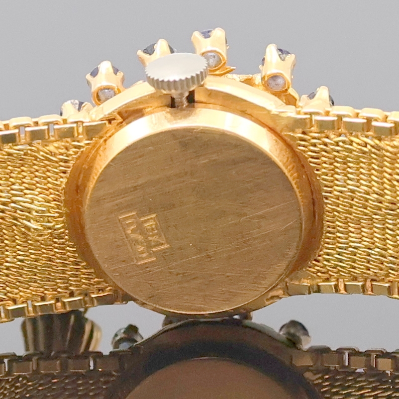 Detail g: OSAL ausgefallene Damenarmbanduhr in RG 750/000, Schweiz um 1965, Handaufzug, Goldband, Boden aufgedr., silb. Zifferbl. unter aufw. ...