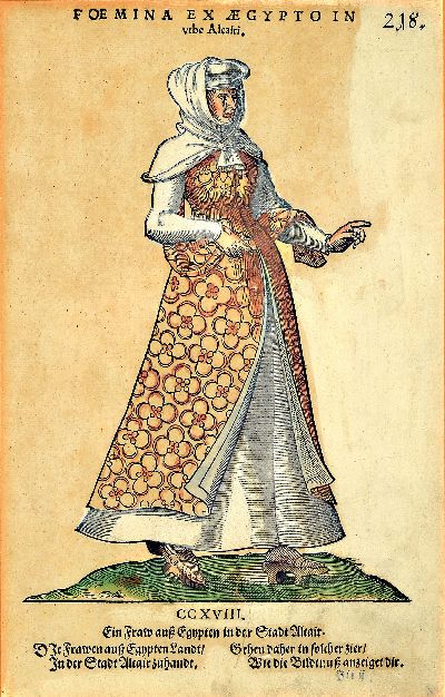 Jost Amman, 1539 - 1591, vier Holzschnitte, vier Trachten, später koloriert, altersbedingt, gebräunt und Altersspuren, unter Glas, Rahmen, ...