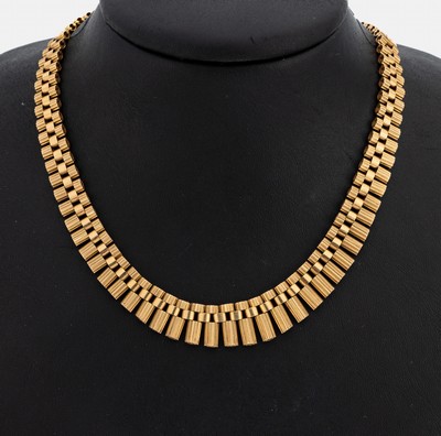 Image 18 kt Gold Collier, GG 750/000, im Verlauf,Glieder gerillt, L. ca. 40.5 cm, ...