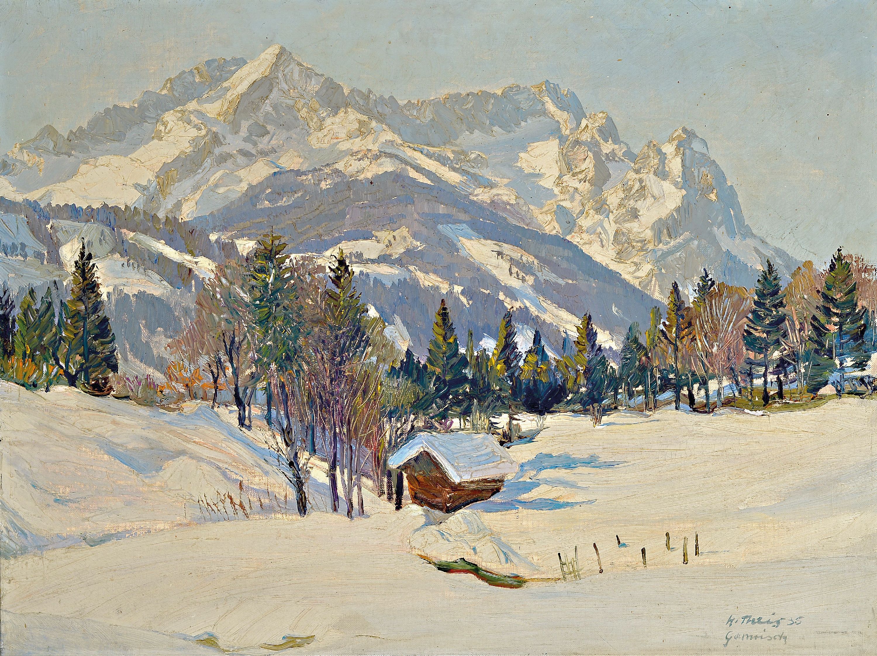 Image 26996404 - Heinz Theis, 1894 Horn-1966 Garmisch- Partenkirchen, Verschneite Winterlandschaft bei ...