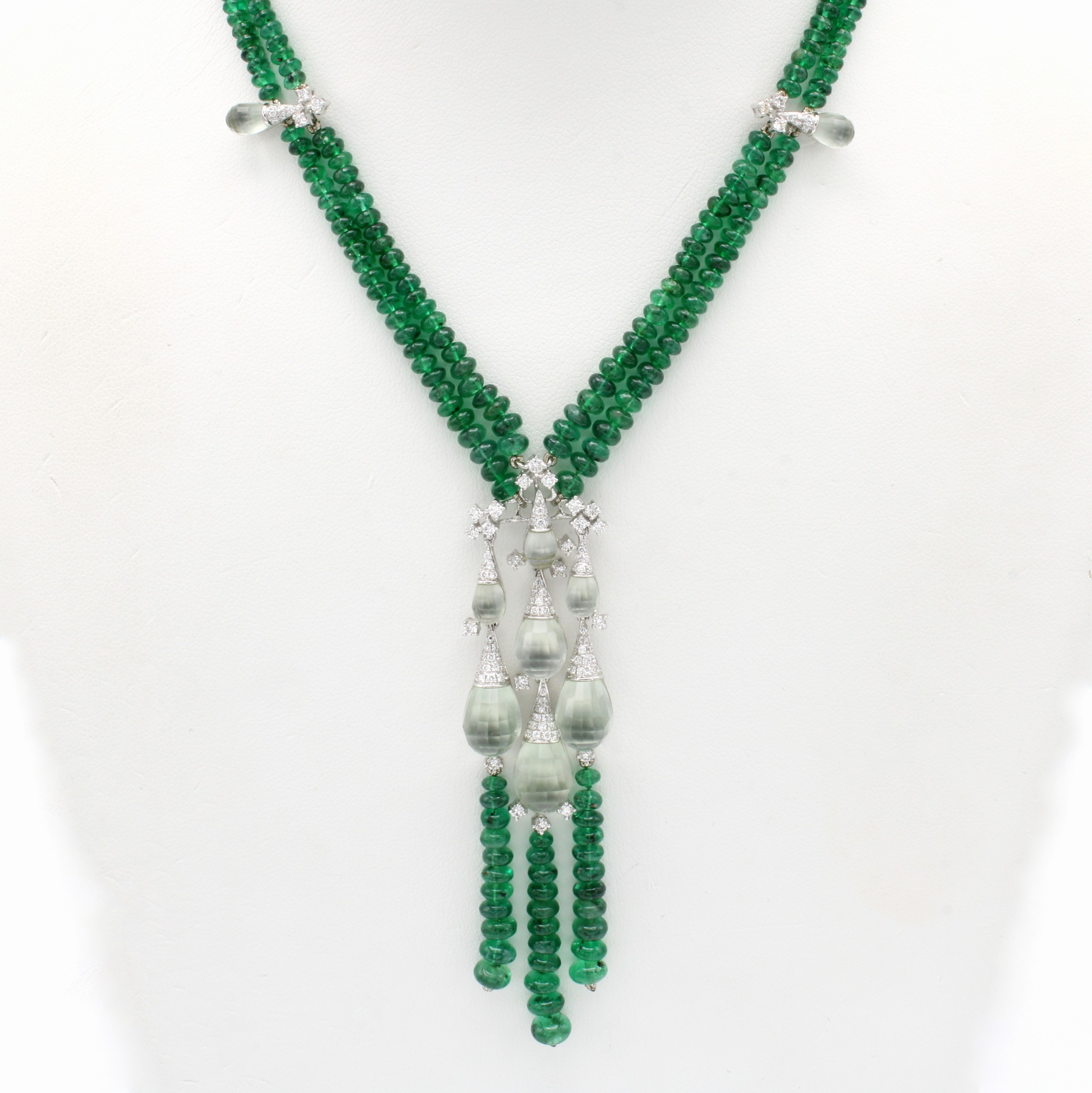 Image 26996440 - Collier mit Smaragden, Quarzen und Brillanten, WG 750/000, Smaragde zus. ca. 75 ct, ...