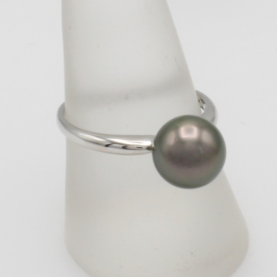 Image 26996484 - Ring mit Tahitizuchtperle, WG 585/000, dunkle Perle, D. ca. 9-10 mm, RW ca. 56 ...