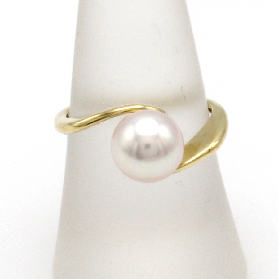 Image 26996485 - Ring mit Akoyazuchtperle, GG 585/000, weiße Perle, D. ca. 8.5 mm, Ringschiene versetzt, ...