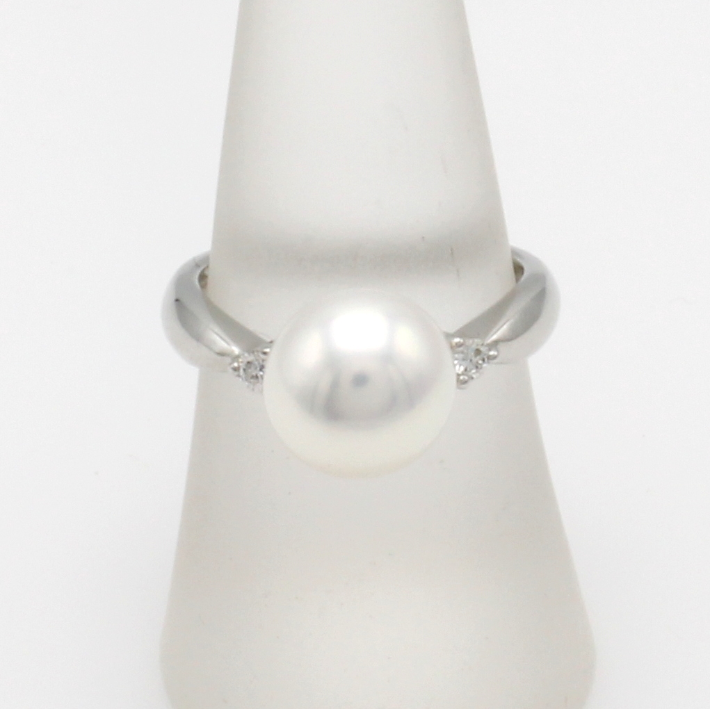 Image 26996487 - Ring mit Brillanten und Süßwasserzuchtperle, WG 585/000, 2 Brill. zus. ca. 0.10 ct ...