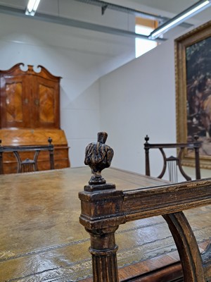 26996401d - 4 Empire Stühle in Lyraform, um 1810, Sitz geflochten, kannelierte Säulen, H. ca. 87 ...