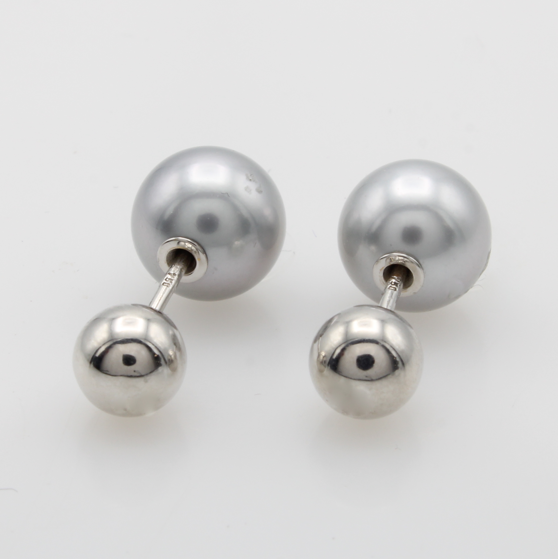 Image 26996501 - Paar Ohrstecker mit Tahitizuchtperlen, WG 585/000, silbergraue Perlen, D. ca. 8-9 mm