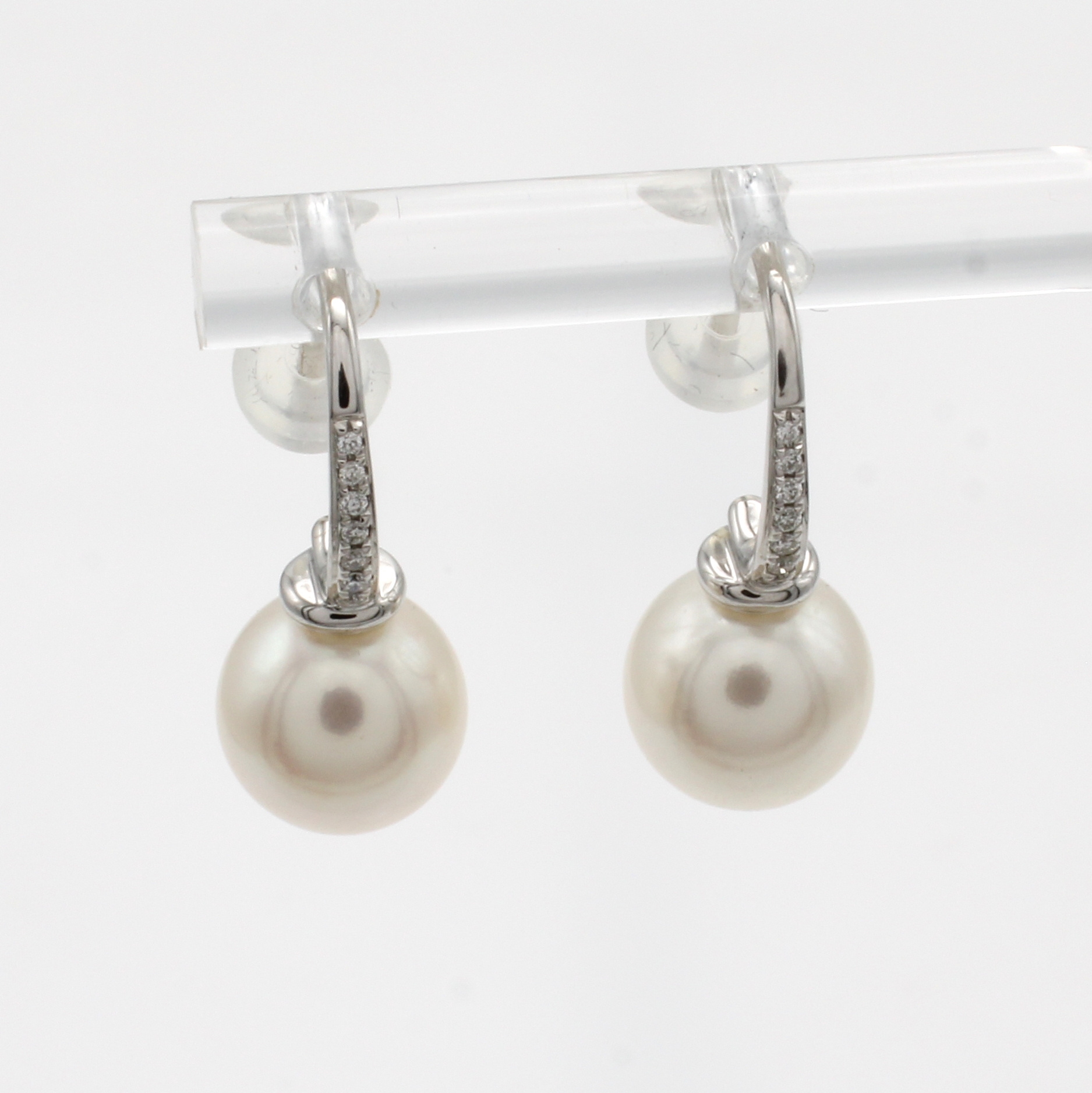 Image 26996503 - Paar Ohrgehänge mit Süßwasserzuchtperlen und Brillanten, WG 585/000, 14 Brill. zus. ...
