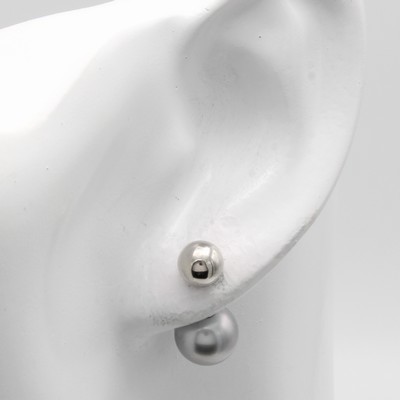 26996501a - Paar Ohrstecker mit Tahitizuchtperlen, WG 585/000, silbergraue Perlen, D. ca. 8-9 mm