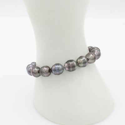26996645a - Armband mit Tahitizuchtperlen, Magnetschl. 925er Silber geschwärzt, barocke Perlen v. ...