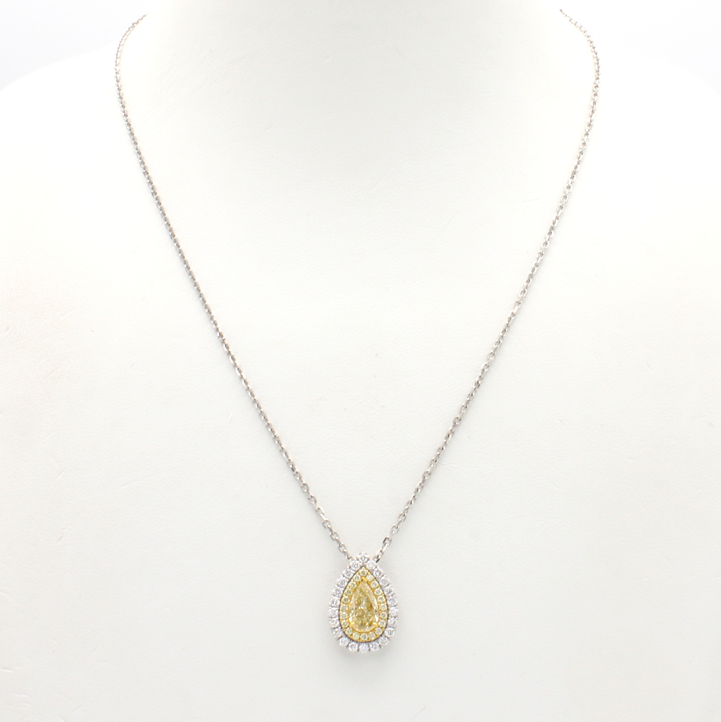 Image 26996710 - Anhänger mit Diamanten und Brillanten an Kette, WG/GG 750/000, tropfenförm. Anh. bes. ...