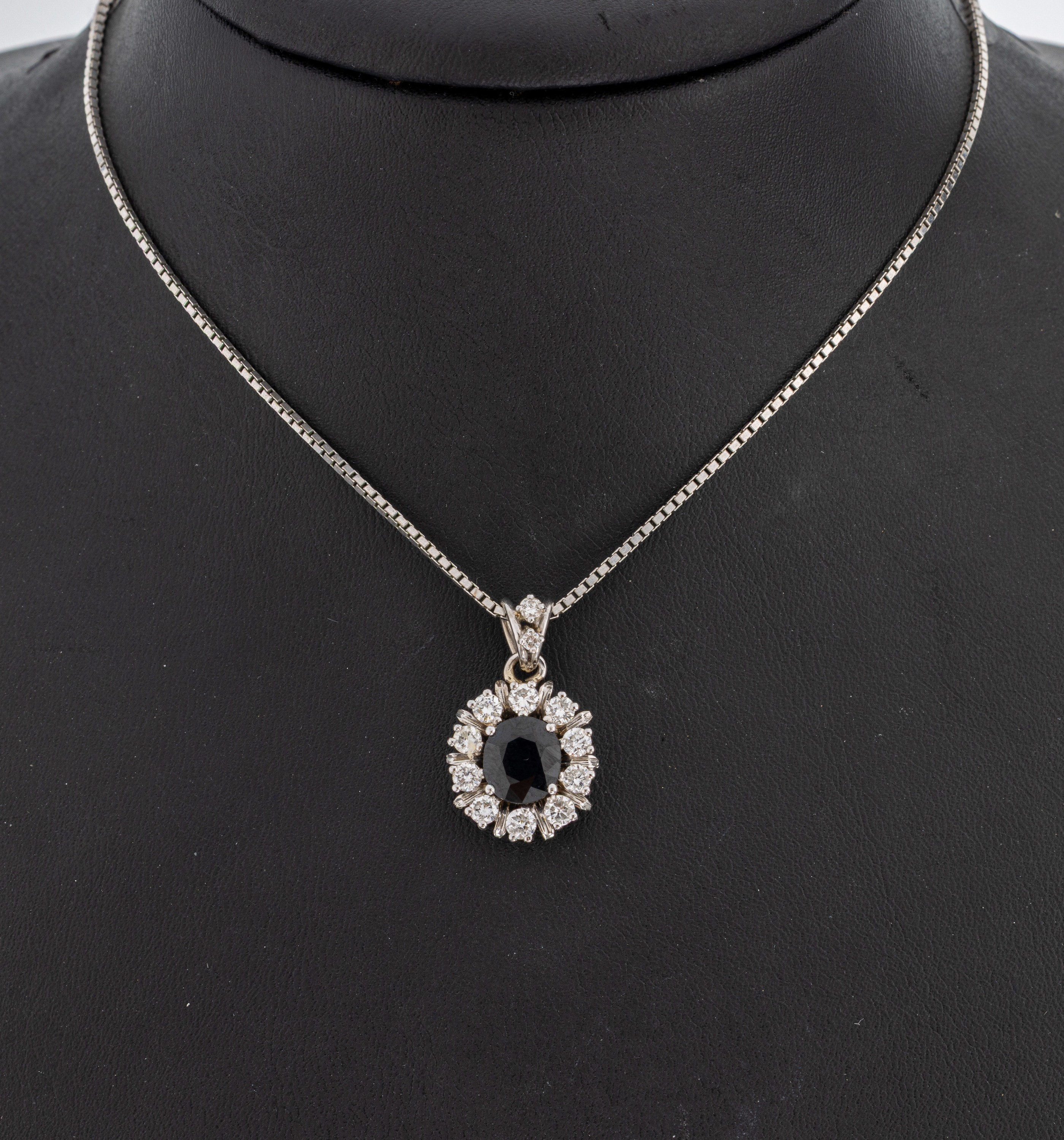 Image 26996870 - 14 kt Gold Saphir-Brillant-Anhänger, 1970er Jahre, WG 585/000, ovalfacett. Saphir ca. ...