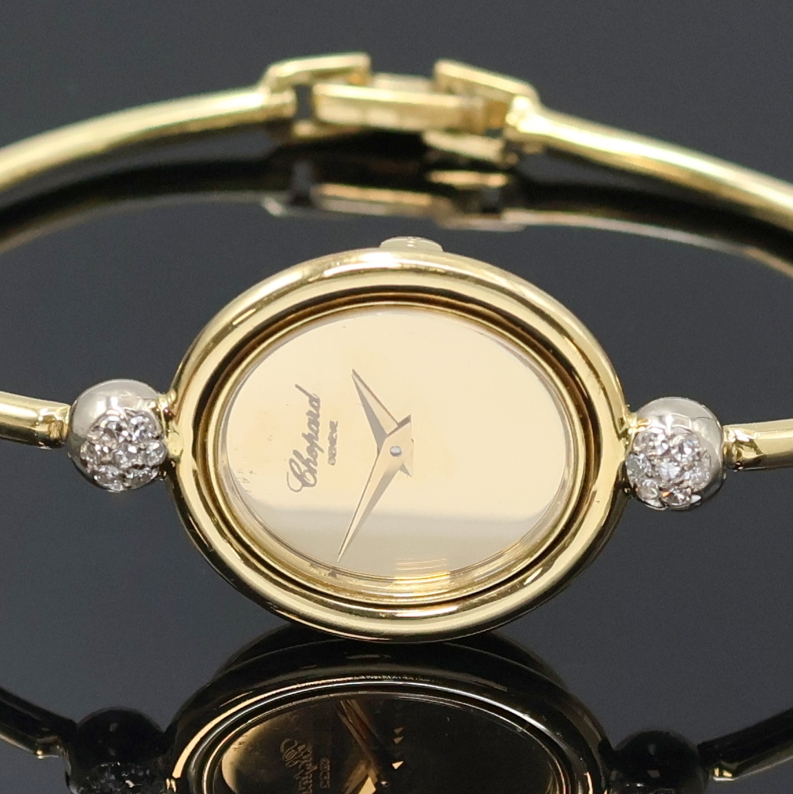 Detail a: CHOPARD ausgefallene Damenarmbanduhr in GG 750/000 mit Diamanten Referenz 5045 1, Schweiz um 1985, Handaufzug, Boden aufgedr., Bandanstöße m. ...