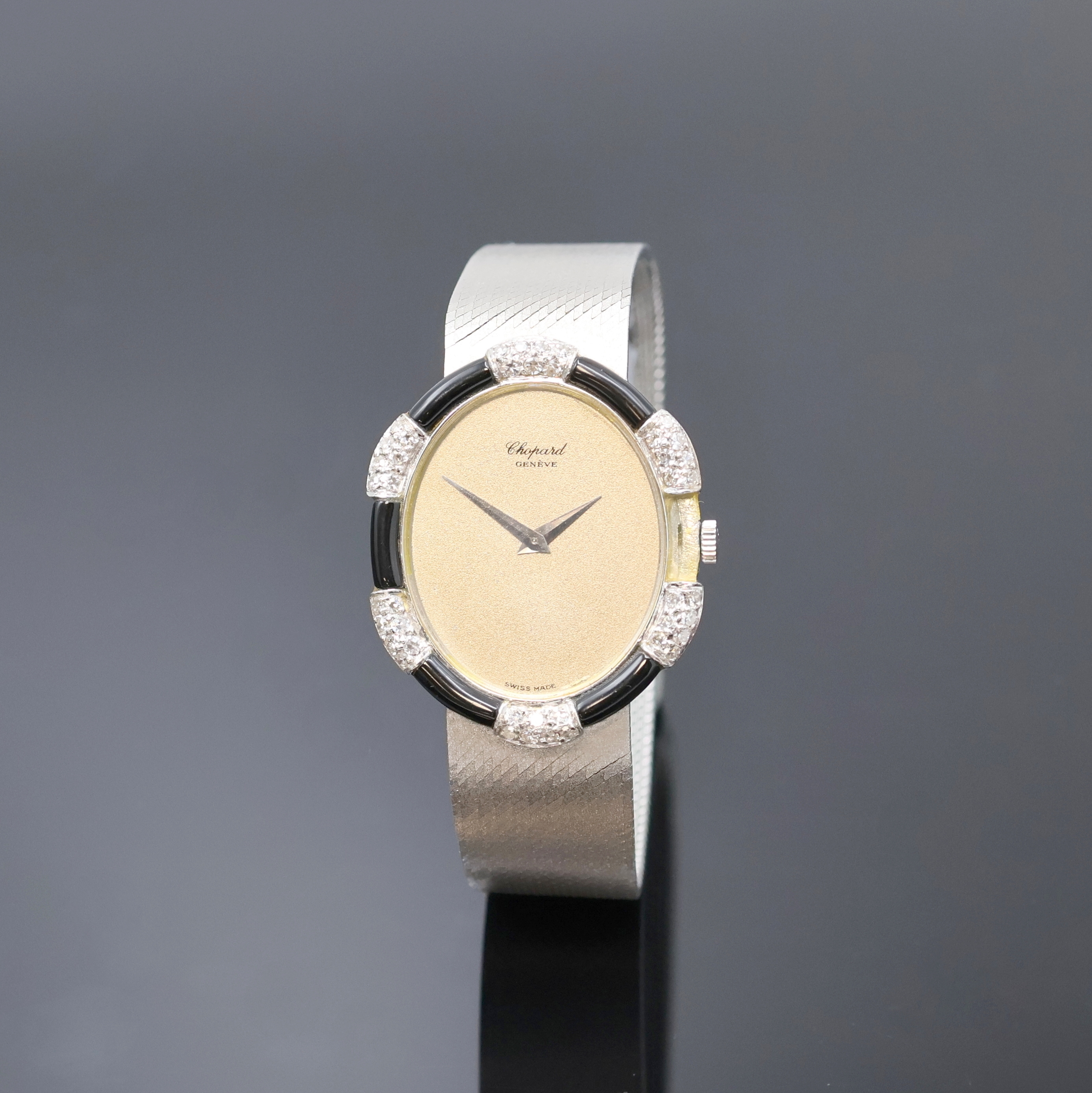 Image 26996974 - CHOPARD Armbanduhr in WG 750/000 mit Diamanten, Schweiz um 1975, Handaufzug, Boden ...