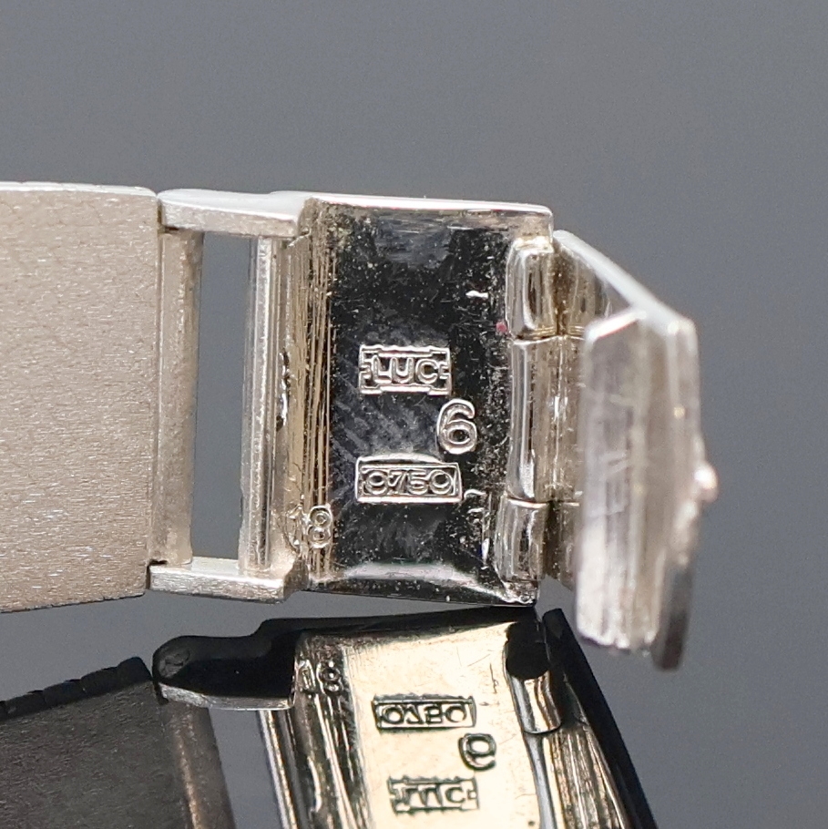 Detail c: CHOPARD Armbanduhr in WG 750/000 mit Diamanten, Schweiz um 1975, Handaufzug, Boden aufgedr., Milanaiseband, Lünette m. Onyx-Einlagen und Diamanten, ...