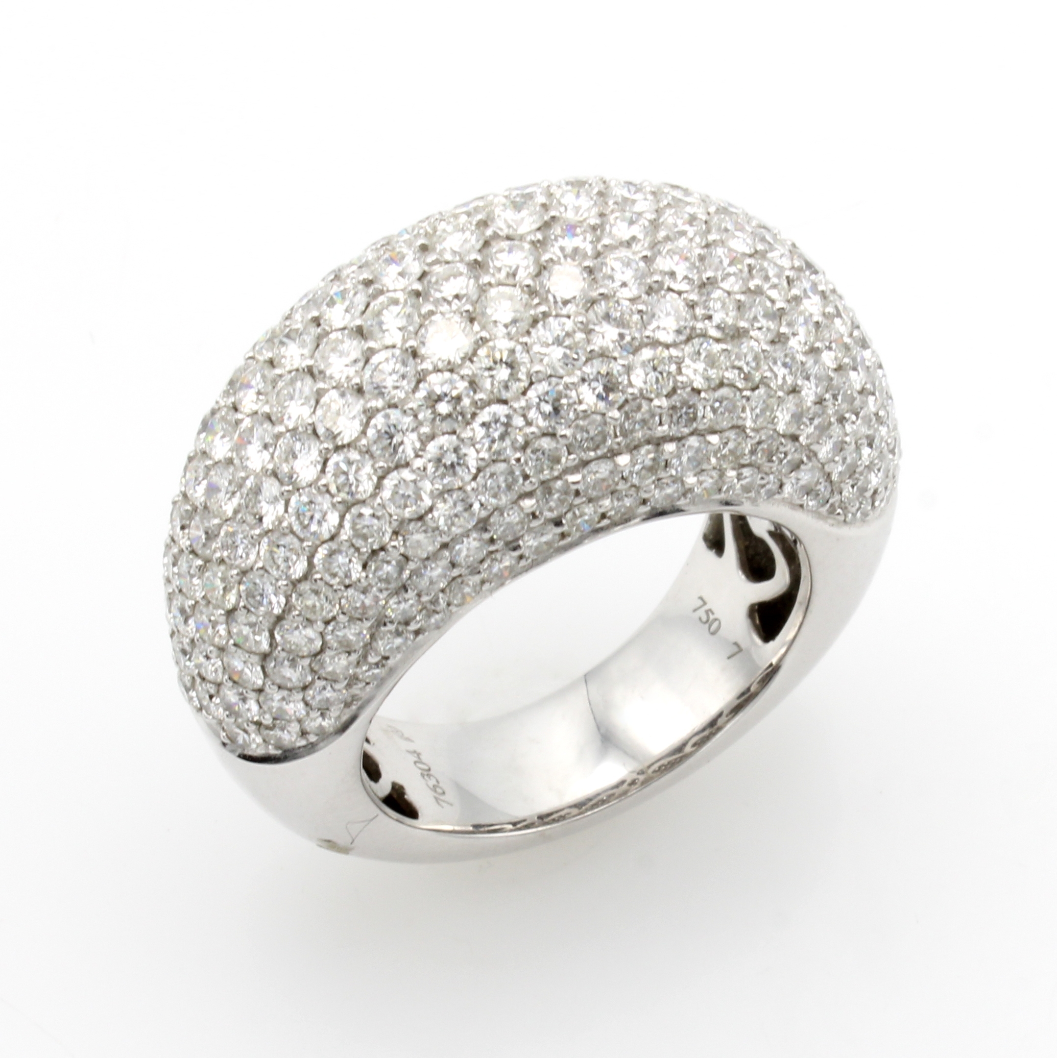 Image 26997239 - Ring mit Brillanten, WG 750/000, konvexer Ringkopf besetzt m. Brill. zus. ca. 5.30 ct ...