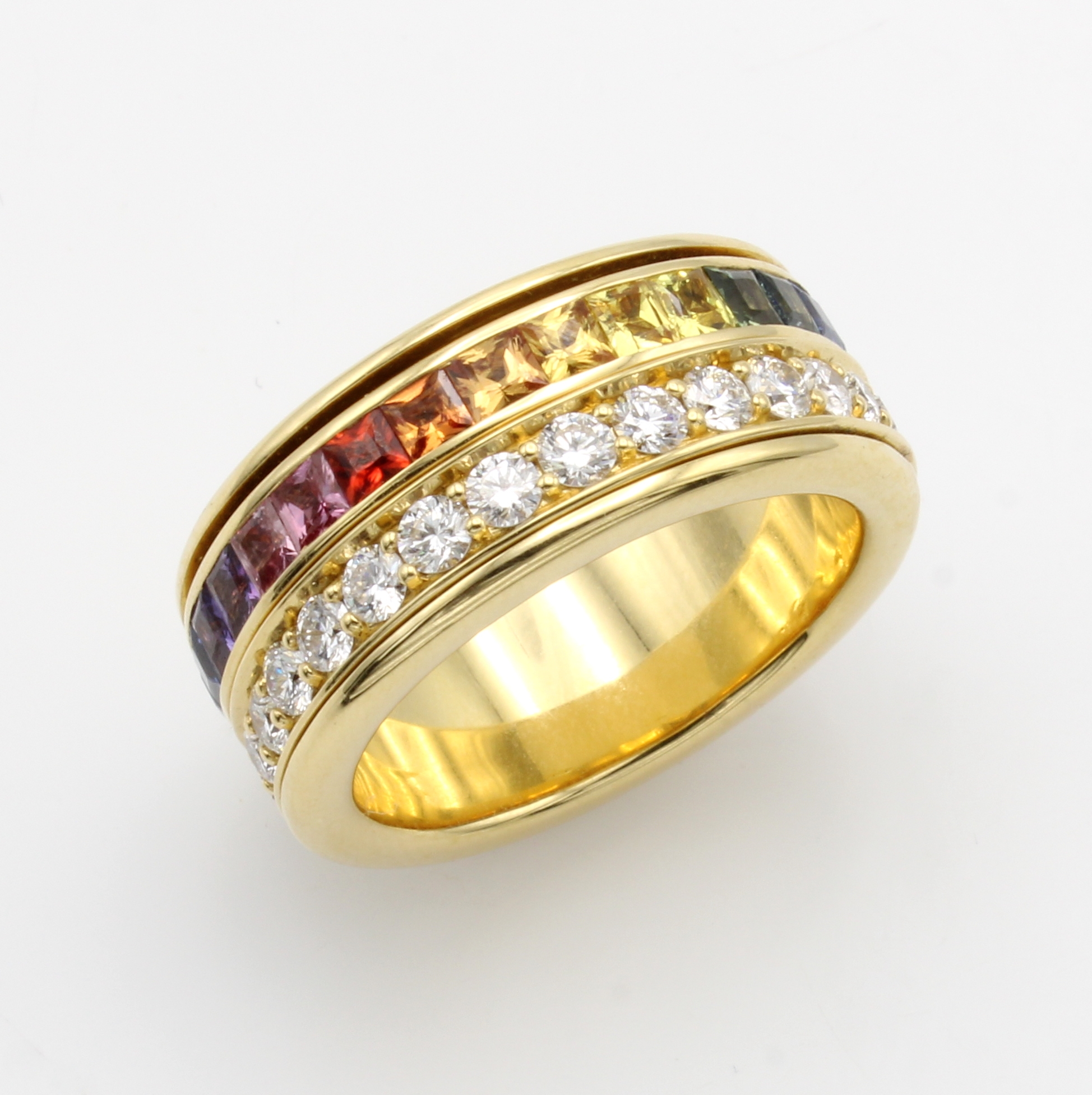 Image 26997267 - Ring mit Saphiren und Brillanten, GG 750/000, 2-rhg., drehbare Ringschiene, ein Ring ...