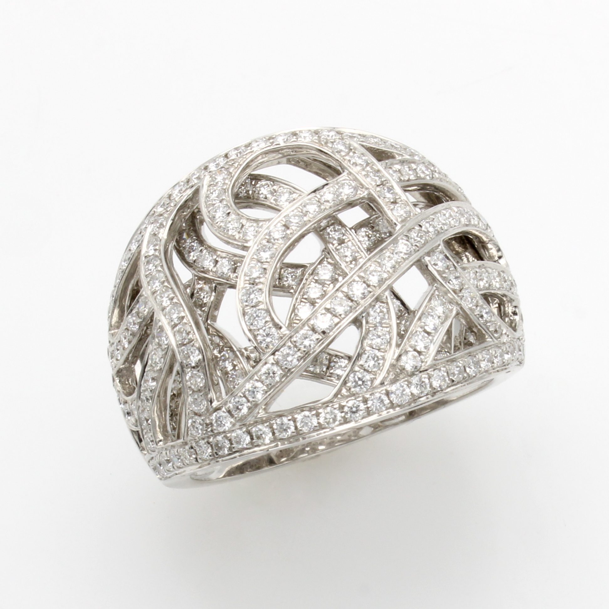 Image 26997268 - Ring mit Brillanten, WG 750/000, ornament- reich u. verschlungen gearb., 212 Brill. zus. ...