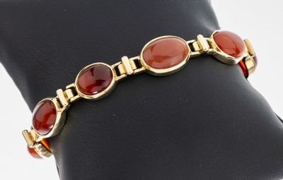 Image 14 kt Gold Feueropal-Armband, GG 585/000, 8ovale Feueropal-Cabochons zus. ca. 17.0 ct, ...