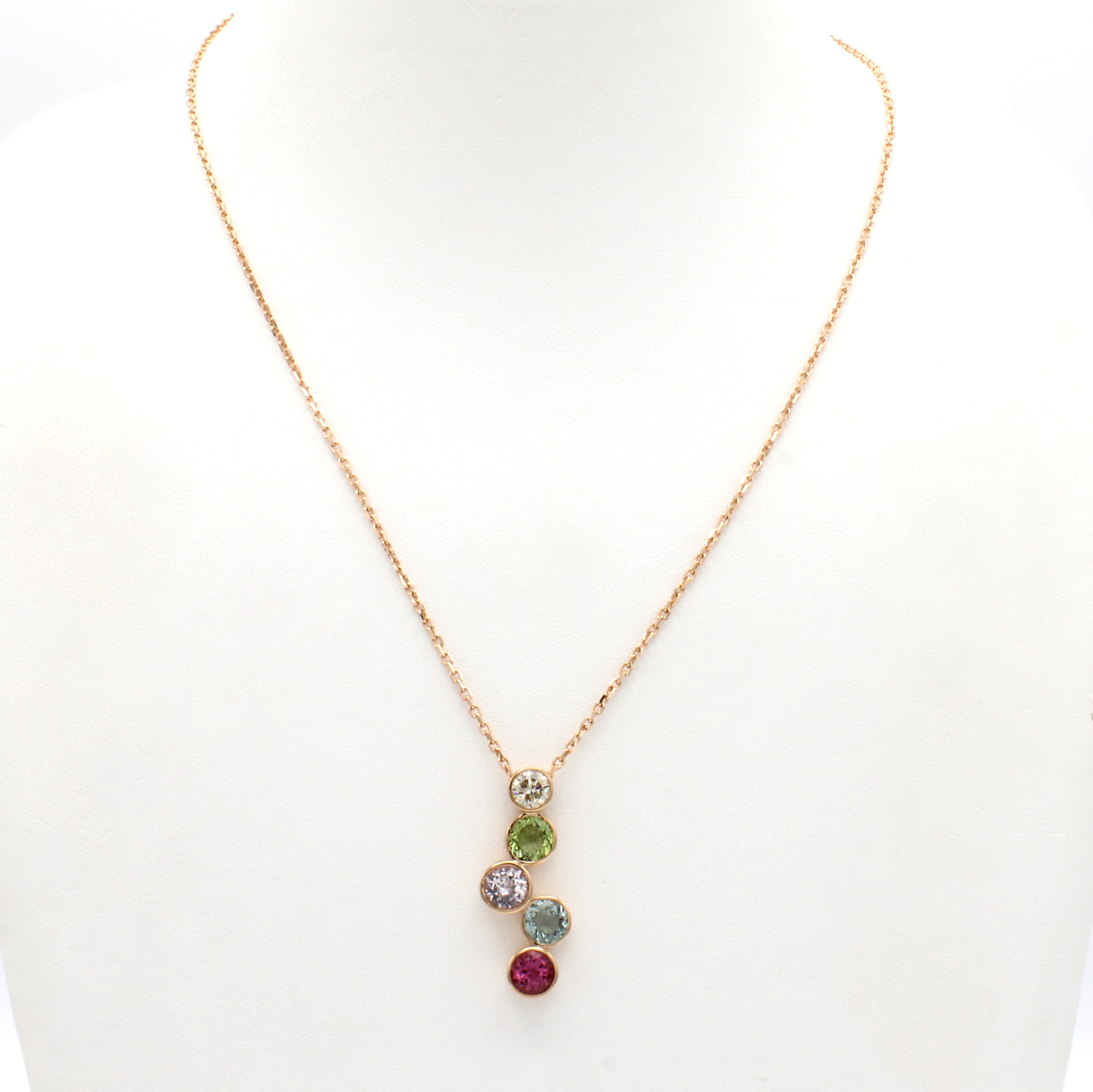 Image 26997435 - Anhänger mit Turmalinen und Brillant an Kette, RG 750/000, 4 fancy Turmaline in ...