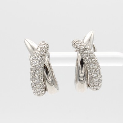 26997512a - Paar Steckcreolen mit Brillanten, WG 750/000, überkreuztes Design, Brill. zus. ca. 2.15 ...