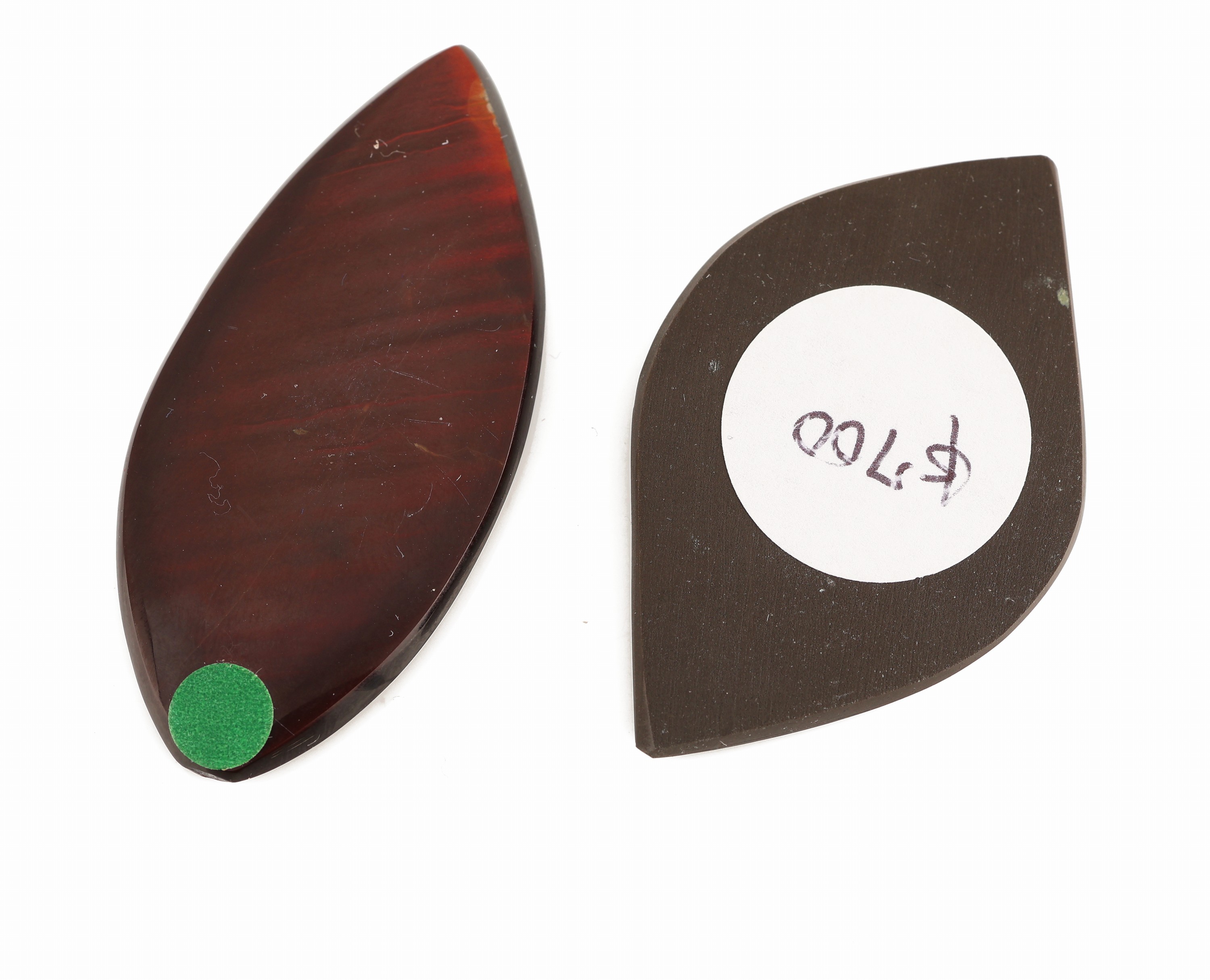 Detail a: Lot 2 lose Ammolite, zus. ca. 77.77 ct, 1 x 42.25 ct, 1 x 35.52 ct, Herkunft Provinz Alberta Kanada, Farbspiel in Grün, Rot-Braun, Gelb und Blau, ...