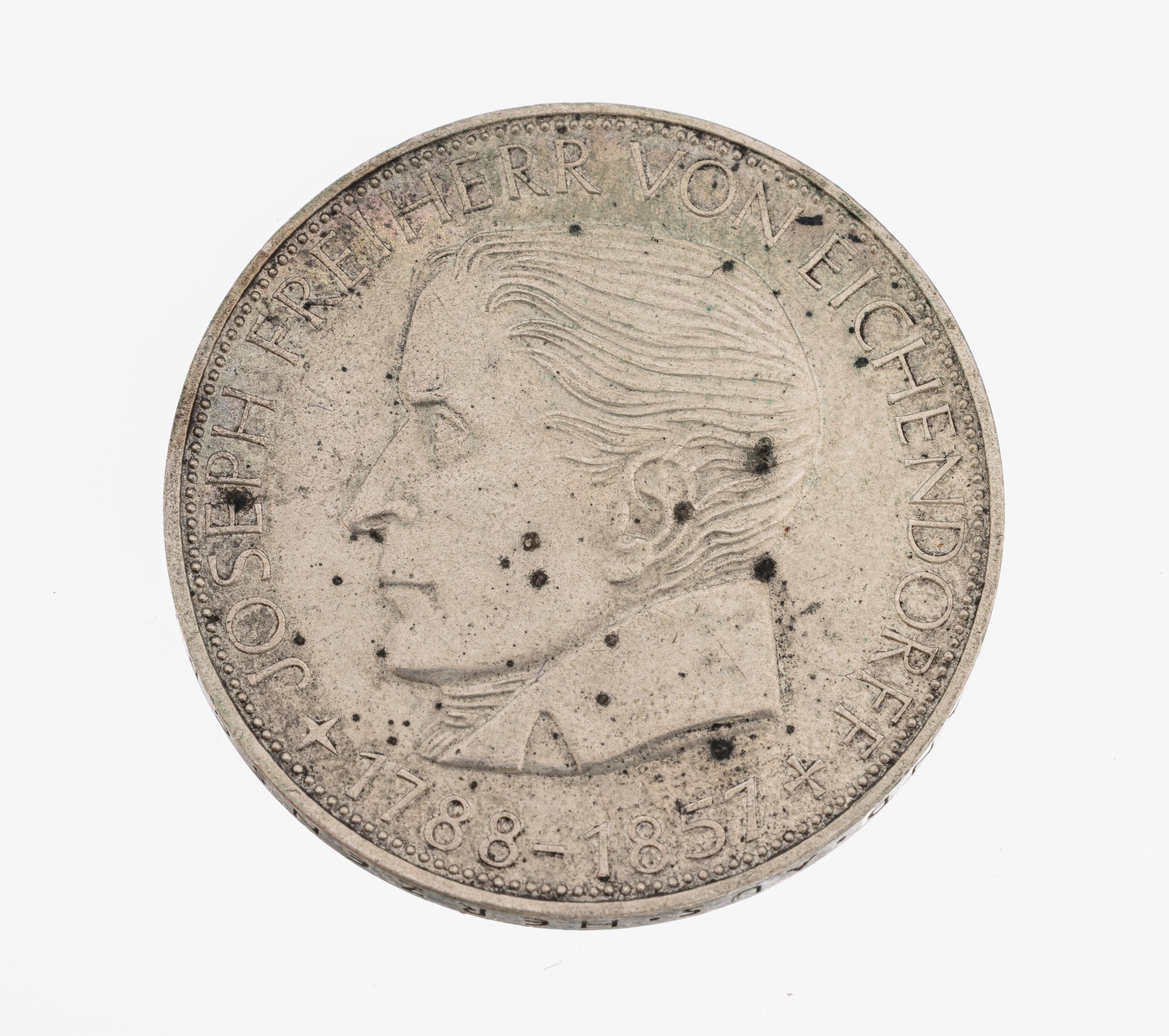 Image 26997773 - Silbermünze, 5 Mark, Deutschland, 1957, Joseph Freiherr von Eichendorff