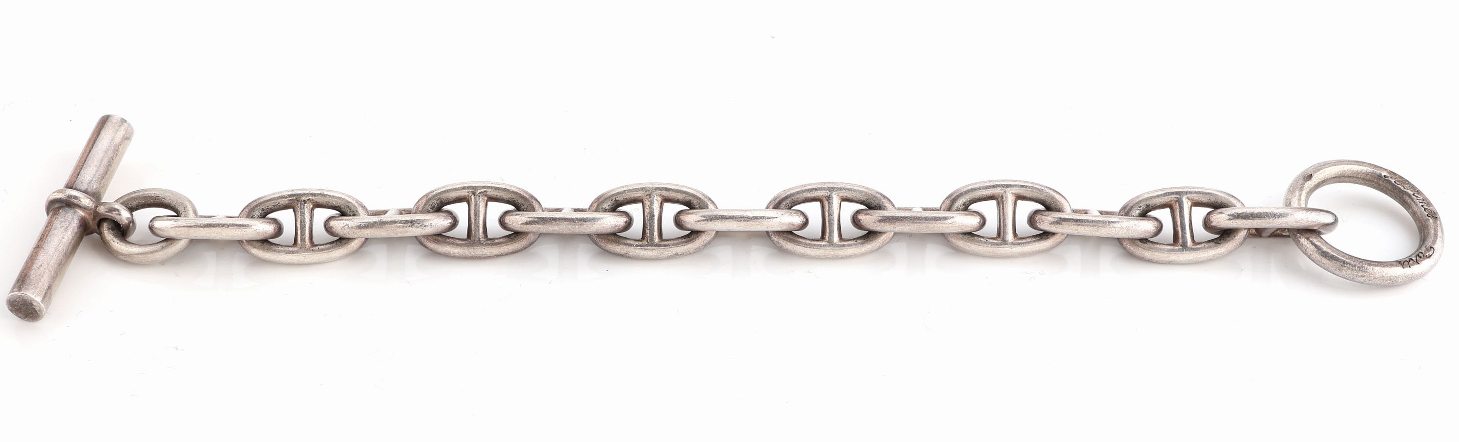 Detail a: HERMES Armband, Silber, vintage, L. ca. 21 cm, Knebelschließe, Punzen teilw. abgetragen und verschlagen, ca. 79.6 g