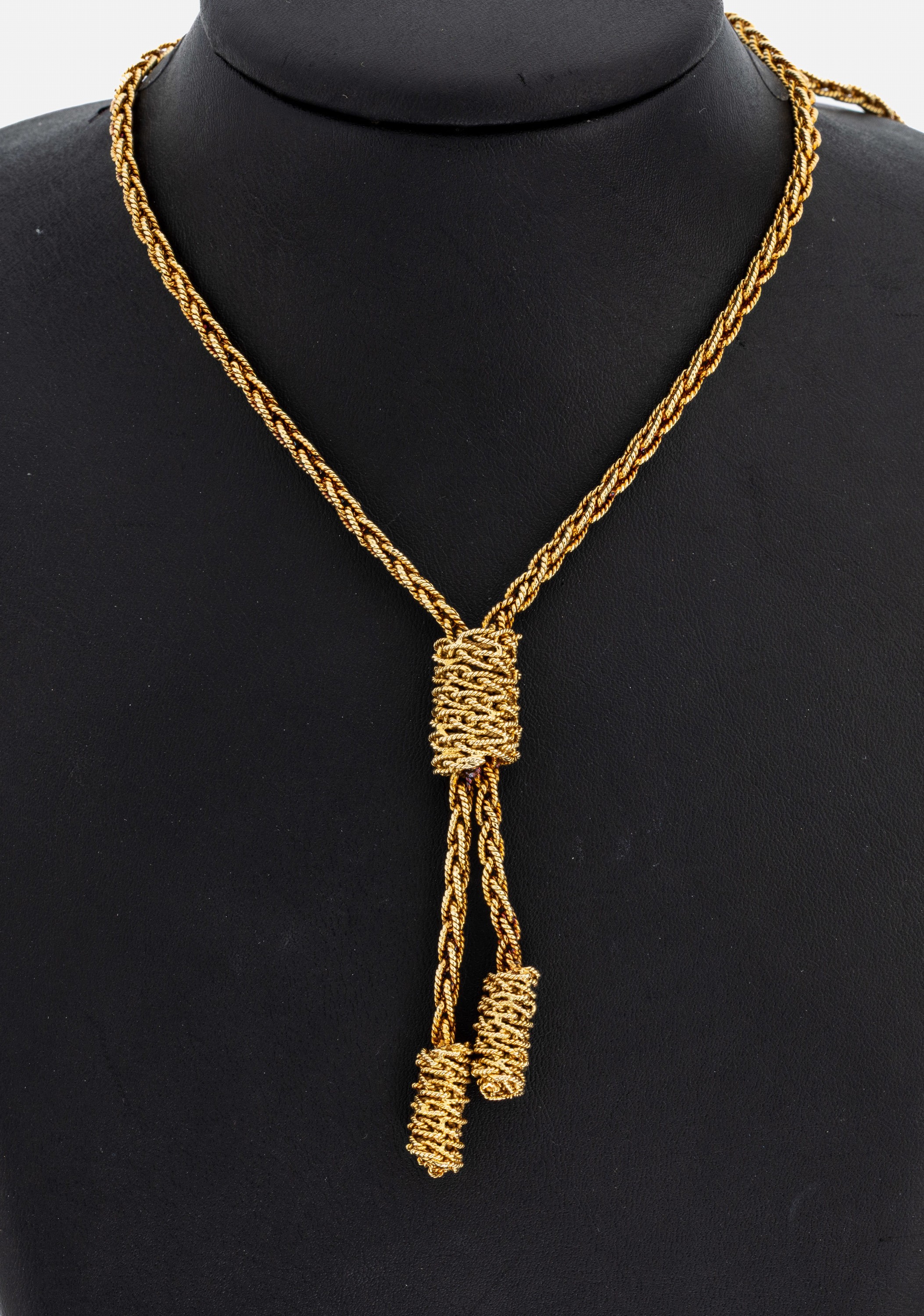 Image 26997782 - 14 kt Gold Collier, GG 585/000, 2 Quasten als Abhängungen, L. ca. 68 cm, ...