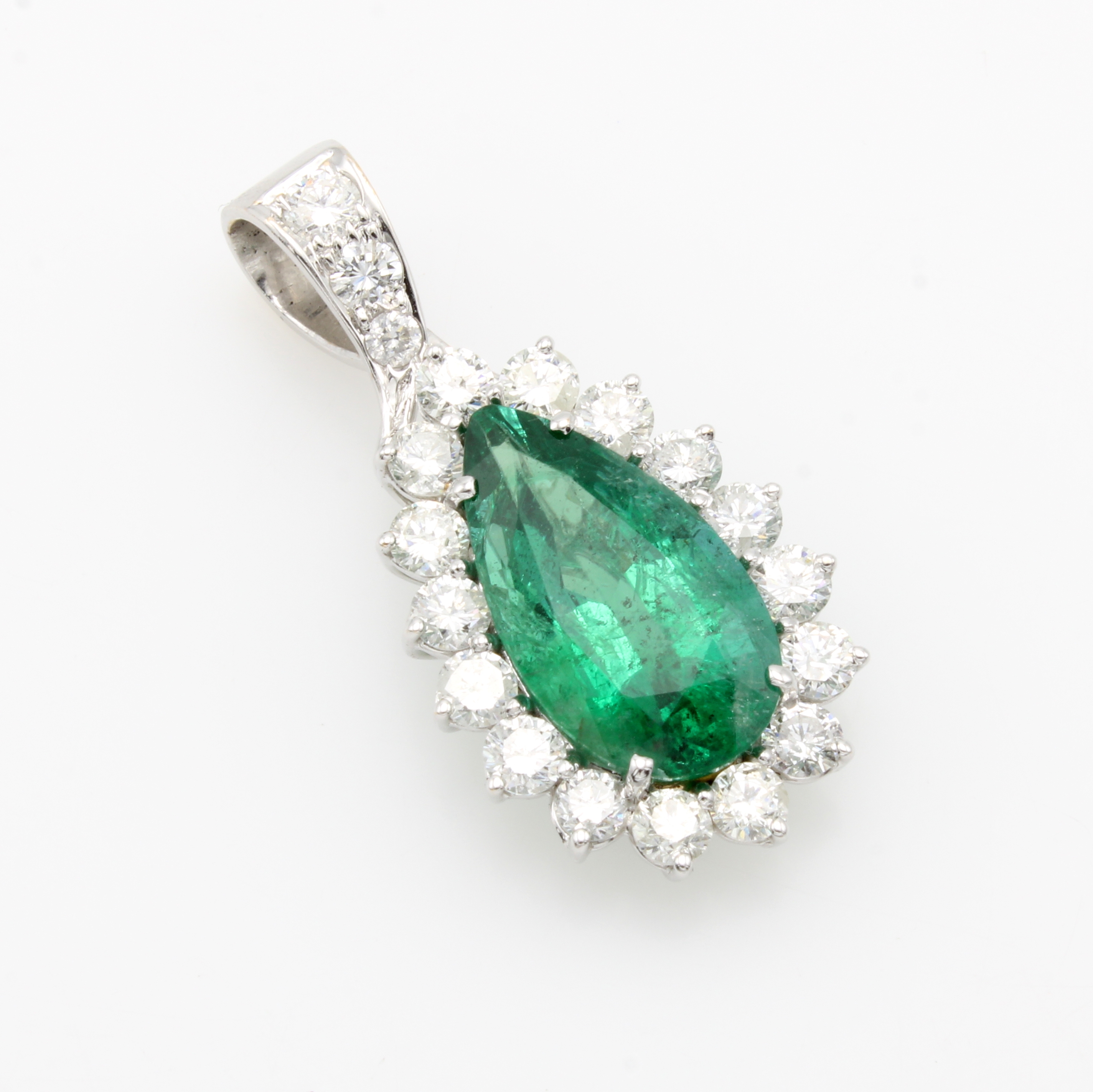 Image 26997783 - Anhänger mit Smaragd und Brillanten, WG WG 585/000, tropfenförm. Anh., Smaragd- ...