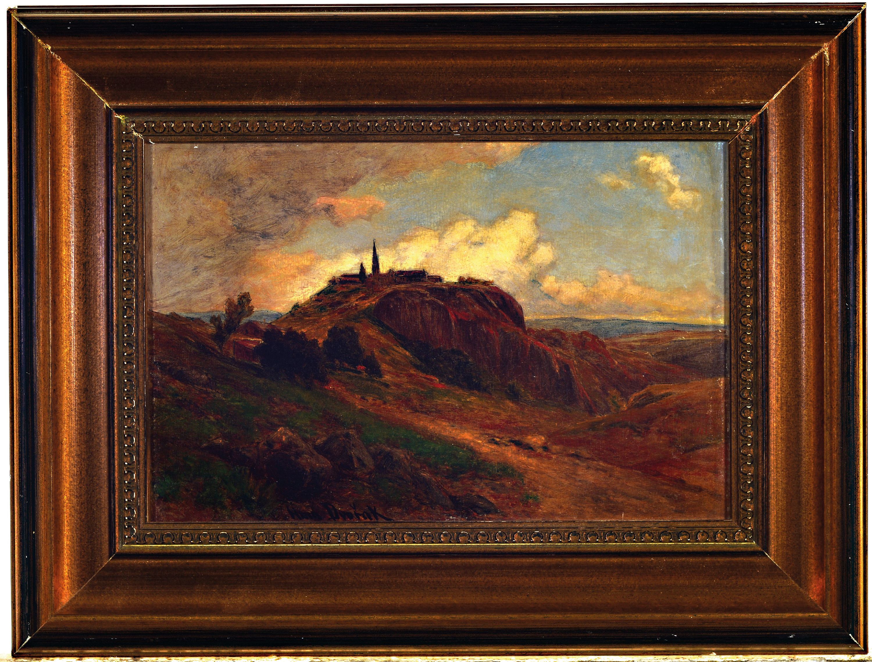 Detail k: Hans Dvorak, 1880 Wien-1915 Prag, Studie, "Leopoldbergs in Döbling", mittig unten signiert, Öl/Karton, 18x26 cm, Rahmen 28x38 cm