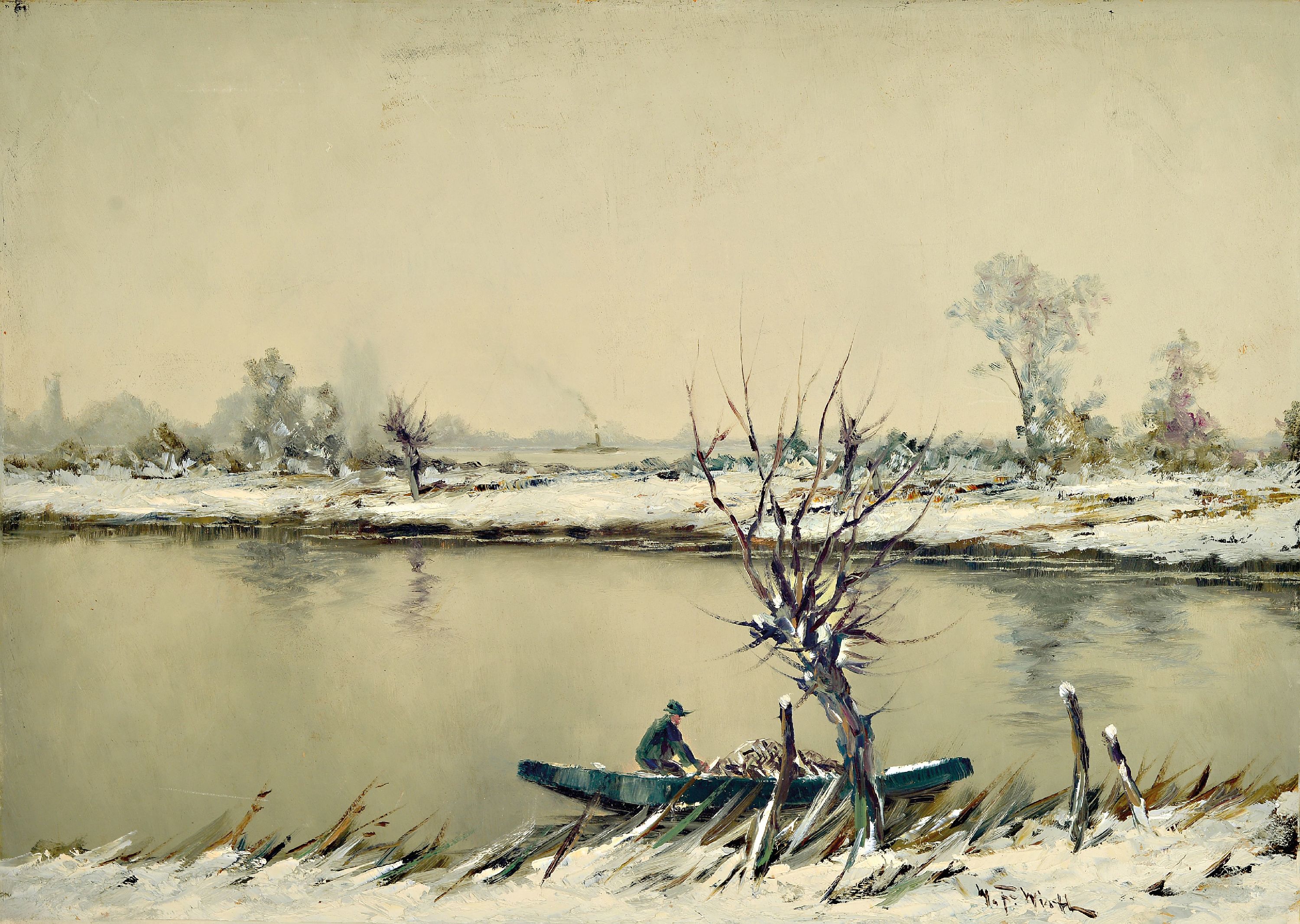 Image 26997793 - Willy Franz Wirth, 1903 Lüdenscheid-1965, niederrheinische Winterlandschaft mit ...