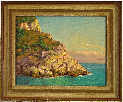 26997786k - Karl Weickgenannt, 1896 Karlsruhe-1976, 2 Studien, ´An der Ligurischen Küste´ wohl bei ...