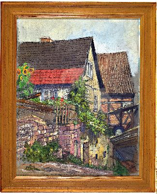 26997789k - Hedwig Mardner, 1877 Mühlheim/Ruhr-?, Gouache, Dorfansicht, links unten signiert ...