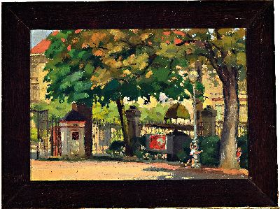 26997796k - Unbekannter Französischer Maler des 20.Jh, ´Lyon de ete´ so verso bez., Straßenszene ...