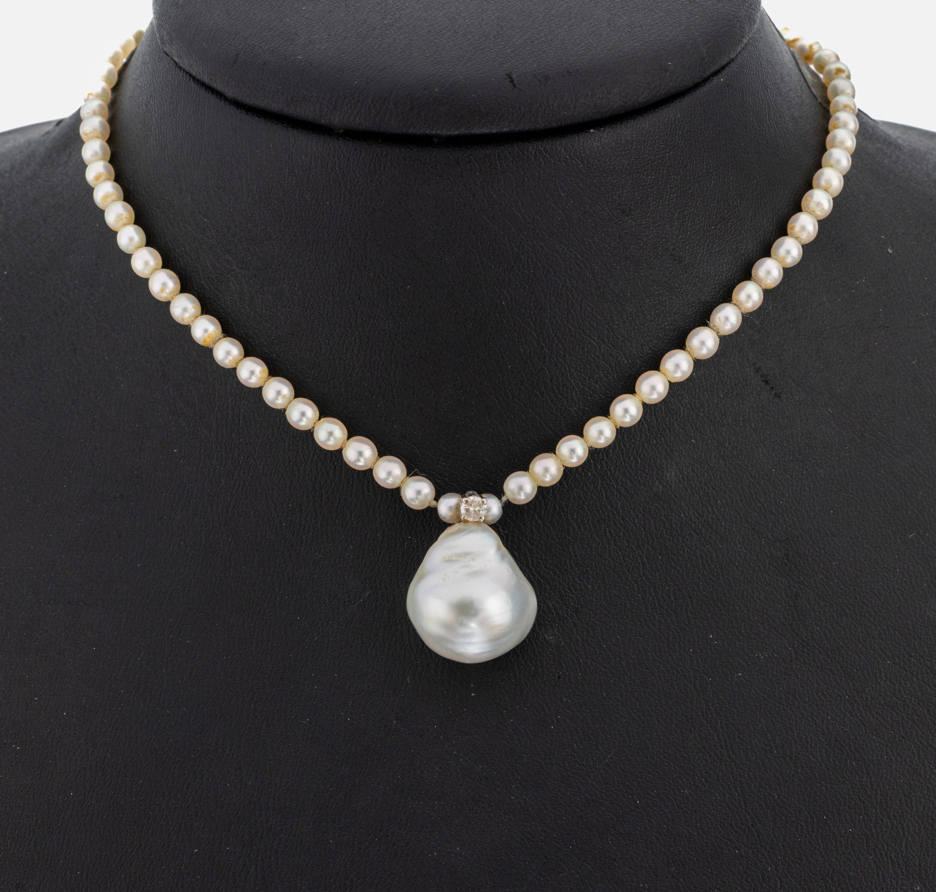 Image 26997813 - Perl-Brillant-Collier mit 14 kt Gold Schließe, WG 585/000, Akoyazuchtperlen, D. ca. 3.3 ...