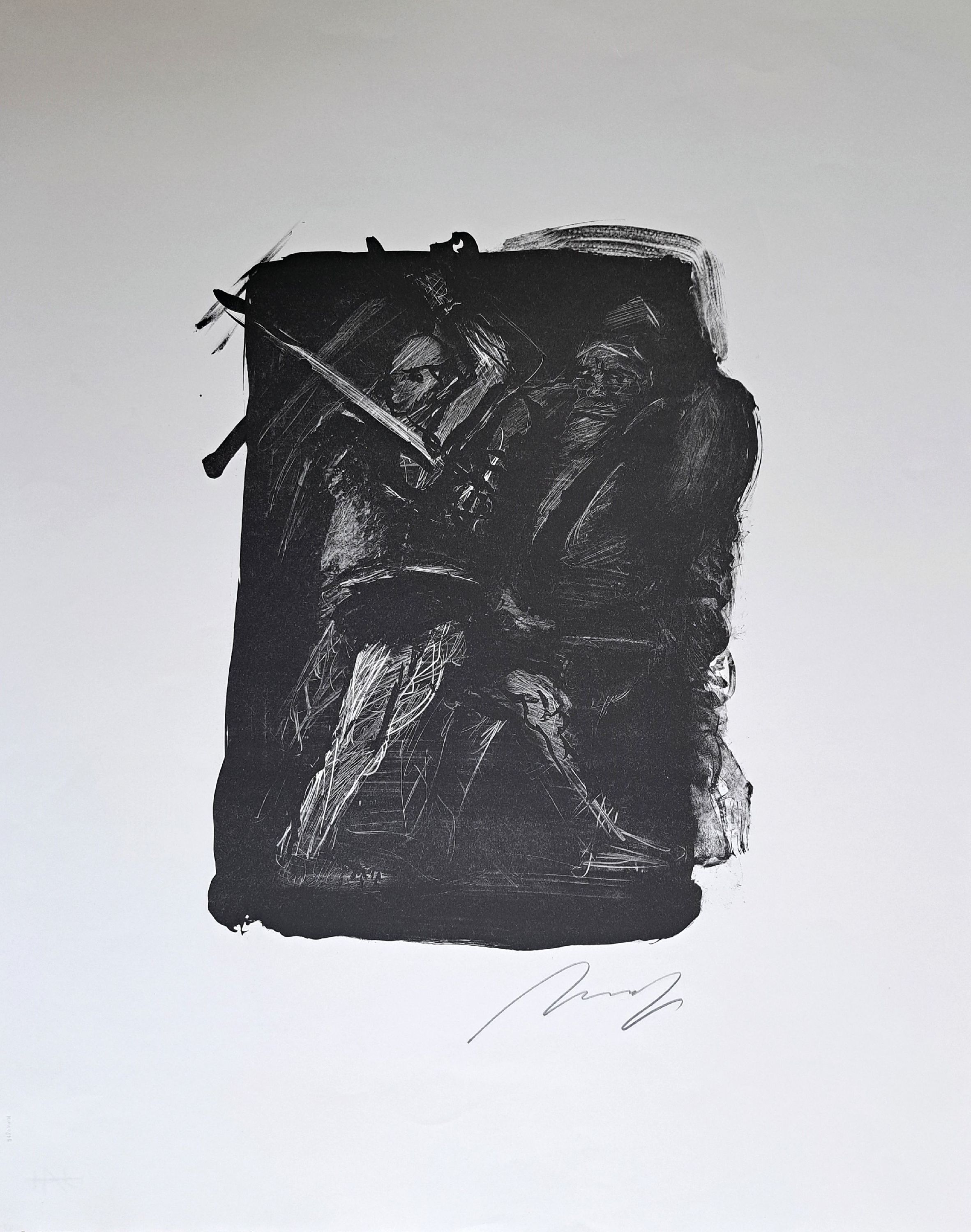 Detail k: Alfred Hrdlicka, 1892-1976, Lithographie, "Zweikampf", 1985, handsigniert, ungerahmt, 66x51 cm