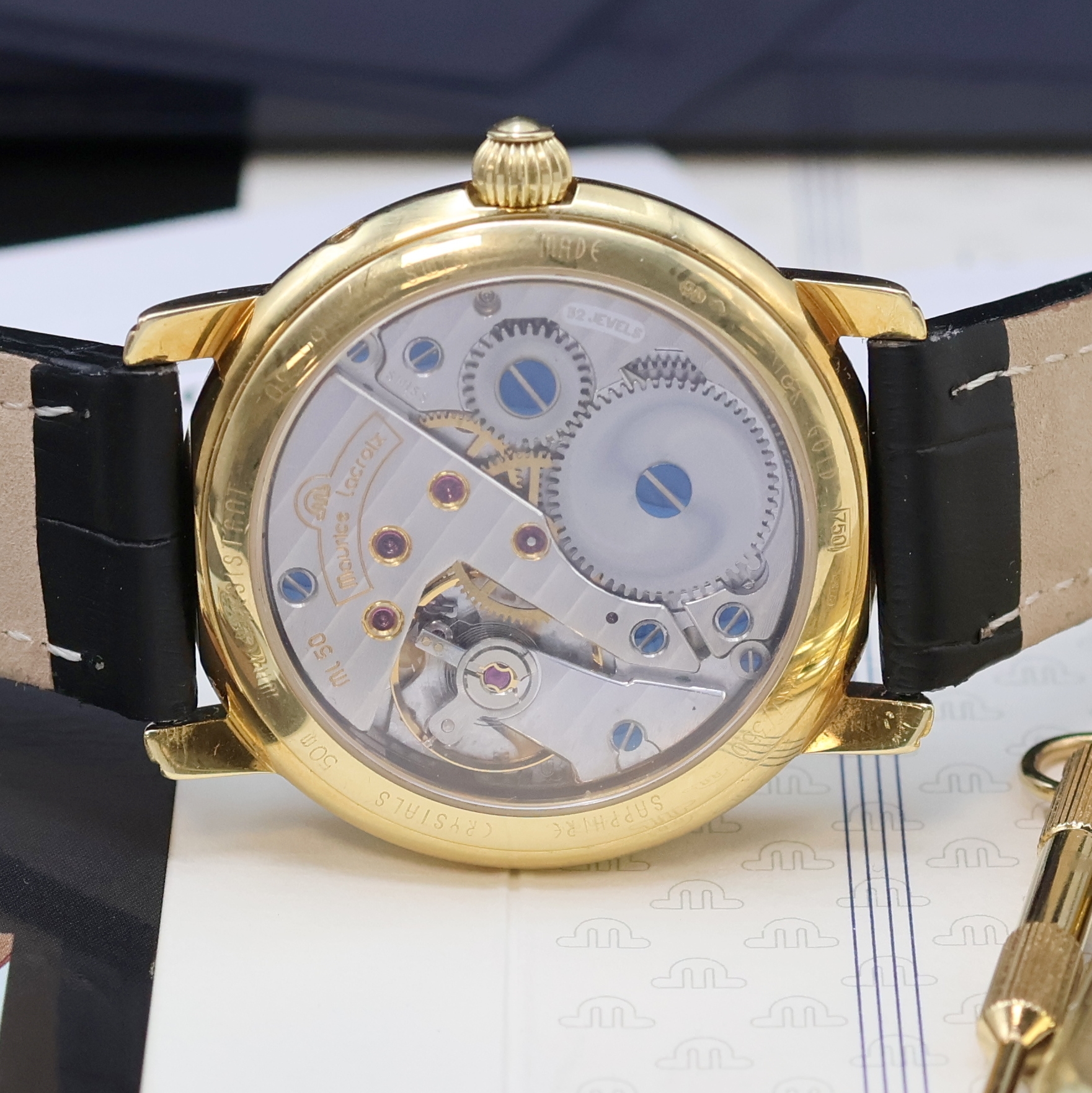 Detail e: MAURICE LACROIX auf 350 Stück limitierte Herrenarmbanduhr aus der Masterpiece Collection Referenz 50730, Schweiz verk. lt. beil. Pap. 12/1998, ...