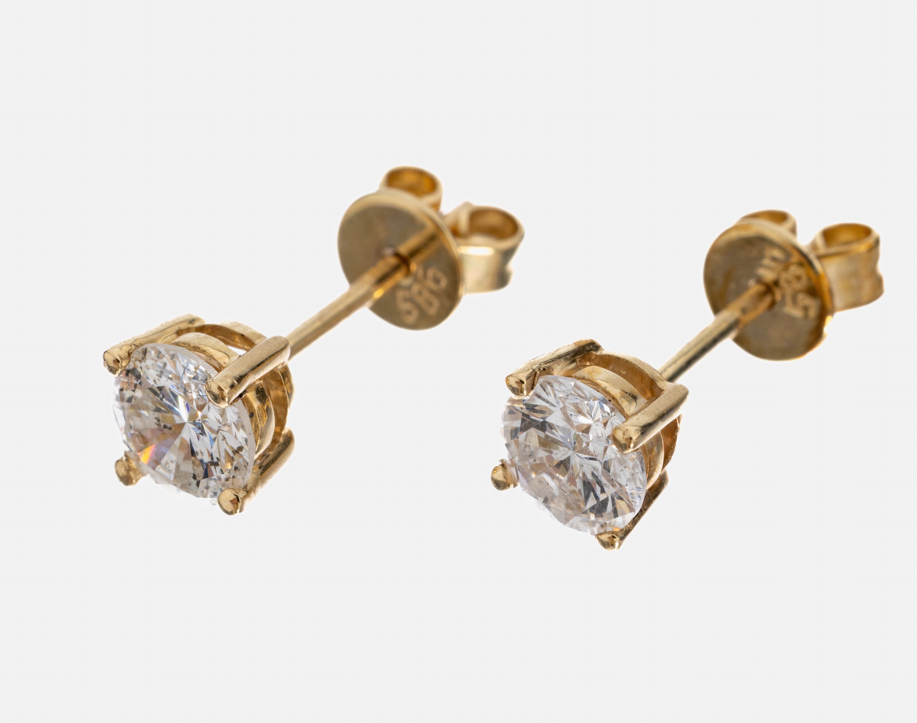 Image 26997856 - 14 kt Gold Brillant-Ohrstecker, GG 585/000,2 Brillanten zus. ca. 0.79 ct Weiß/p