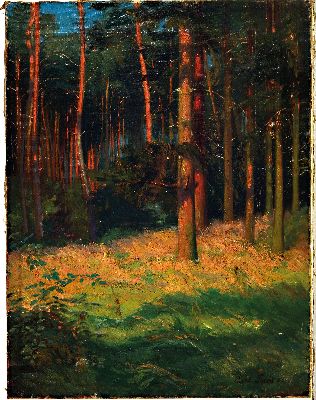26997814k - Carl Fries, 1876 Frankfurt/Main-?, ´Waldinterieur´ so auf altem Etikett bez., rechts ...