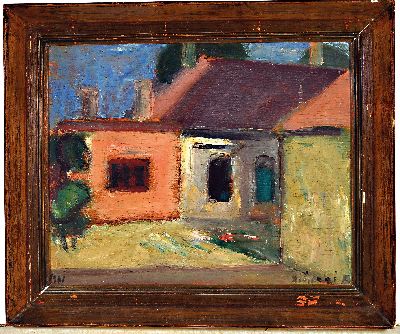 26997826k - Ungedeuteter ungarischer Künstler des 20.Jh. , Dorflandschaft, 1961, rechts unten ...