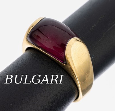 Image 18 kt Gold BULGARI Rubellit-Ring, GG 750/000, Modell Tronchetto, Rubellit-Cabochon ca. ...