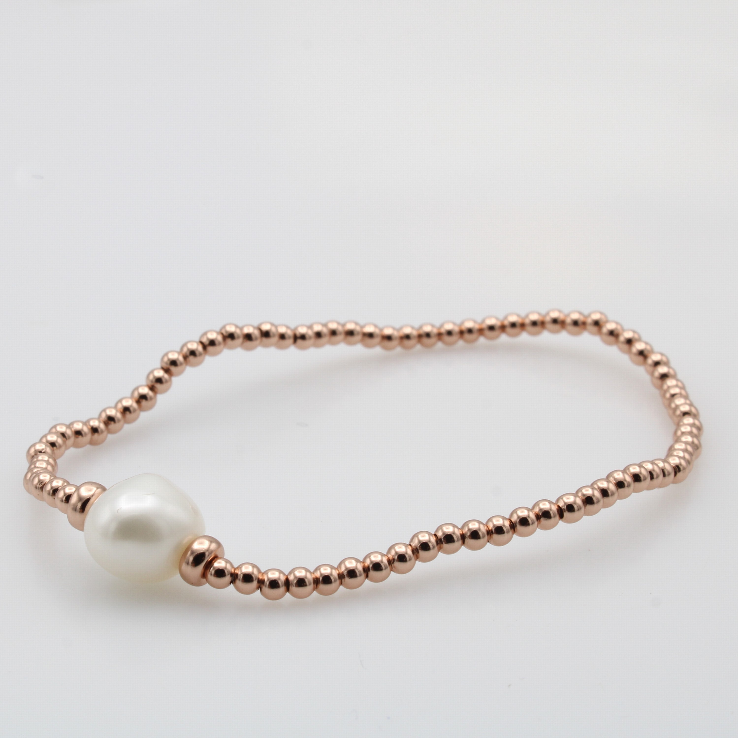 Image 26997998 - Flexibles Armband mit Süßwasserzuchtperle, 925er Silber verg., l. barocke, weiße ...