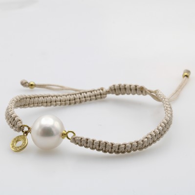 Image Makrameéarmband mit Süßwasserzuchtperle, GG 585/000, weiße ...