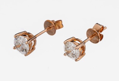 Image Paar 14 kt Gold Brillant-Ohrstecker, RoseG 585/000, 2 Brillanten zus. ca. 1.0 ct ...