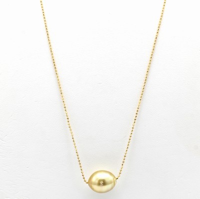 Image Kette mit Südseezuchtperle, 925er Silber verg., barocke Perle v. goldfarb. ...