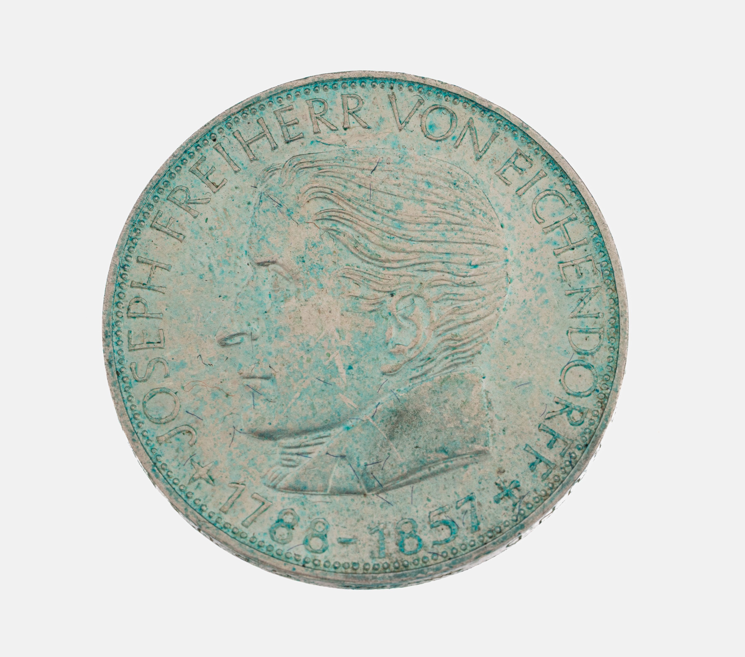 Image 26998477 - Silbermünze, 5 Mark, Deutschland, 1957, Joseph Freiherr von Eichendorff, angelaufen