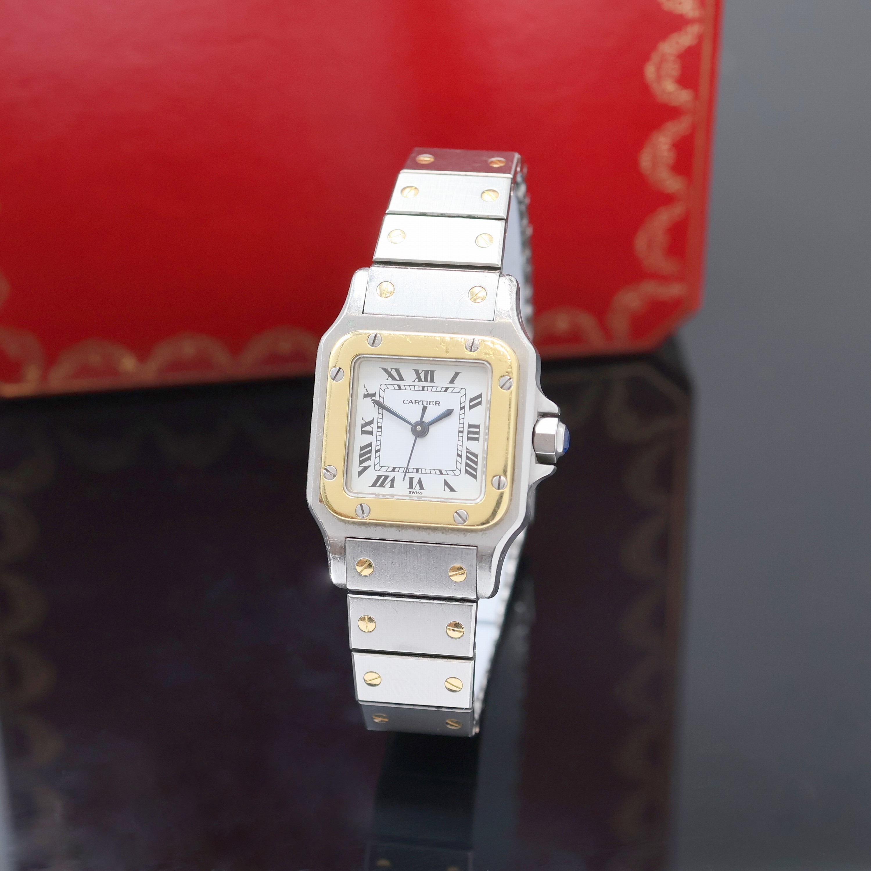 Image 26998798 - CARTIER Santos Damenarmbanduhr, Schweiz um 1990, Automatik, Edelstahlgeh. inkl. orig. ...