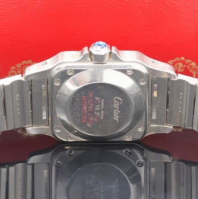 26998798d - CARTIER Santos Damenarmbanduhr, Schweiz um 1990, Automatik, Edelstahlgeh. inkl. orig. ...